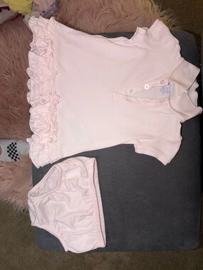 Polo by Ralph Lauren Light Pink Ruffle Polo Dress & Diaper Cover